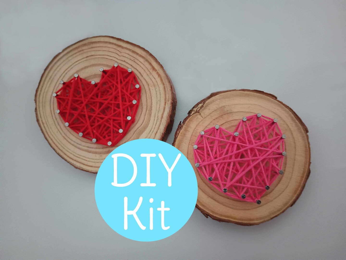 Diy string art craft kits 2 heart ornaments mother s day pre nailed or
