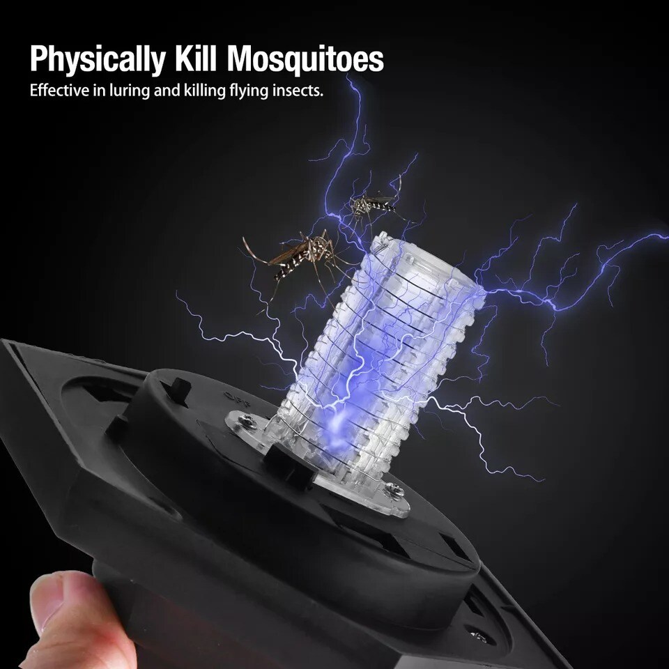 Solar Powered Outdoor LED Mosquito Lamp Fly Bug Insect Zapper Killer Trap Light