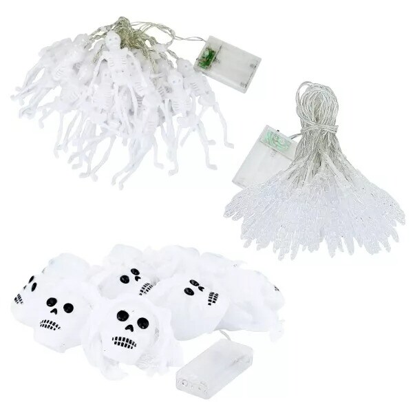 50LED Halloween String Lights Skeleton Skull Party Decor Fairy Battery Lights