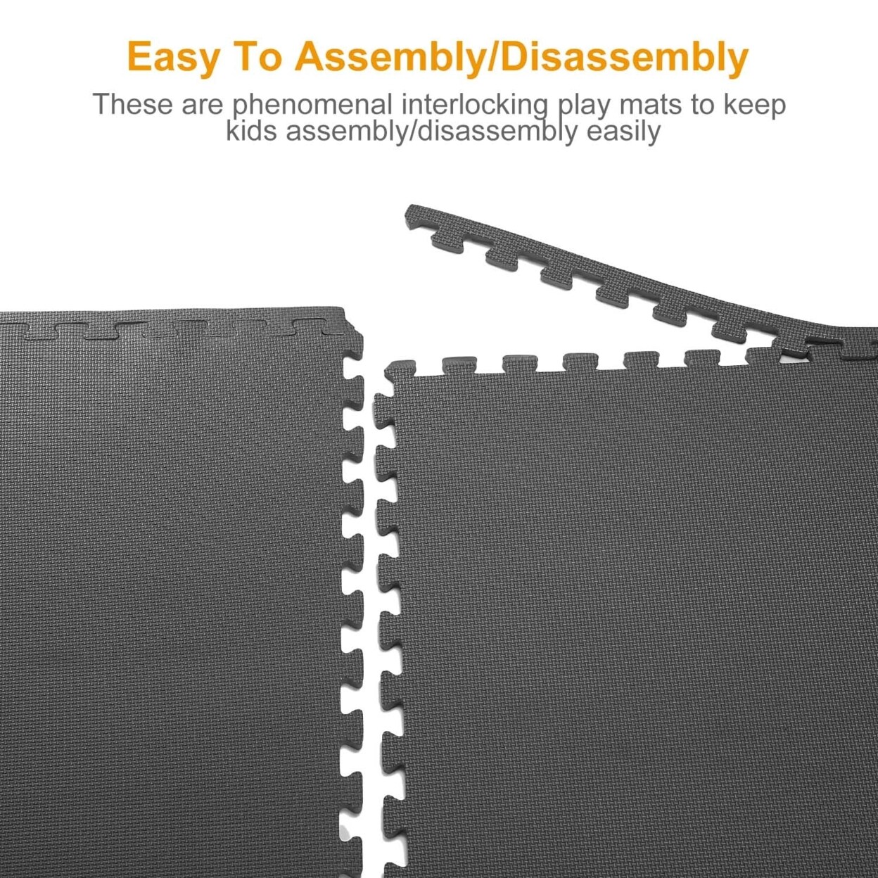 Eva Foam Puzzle Exercise Mat Interlocking Tiles Grey 4 Pack 15.5 Sq Ft