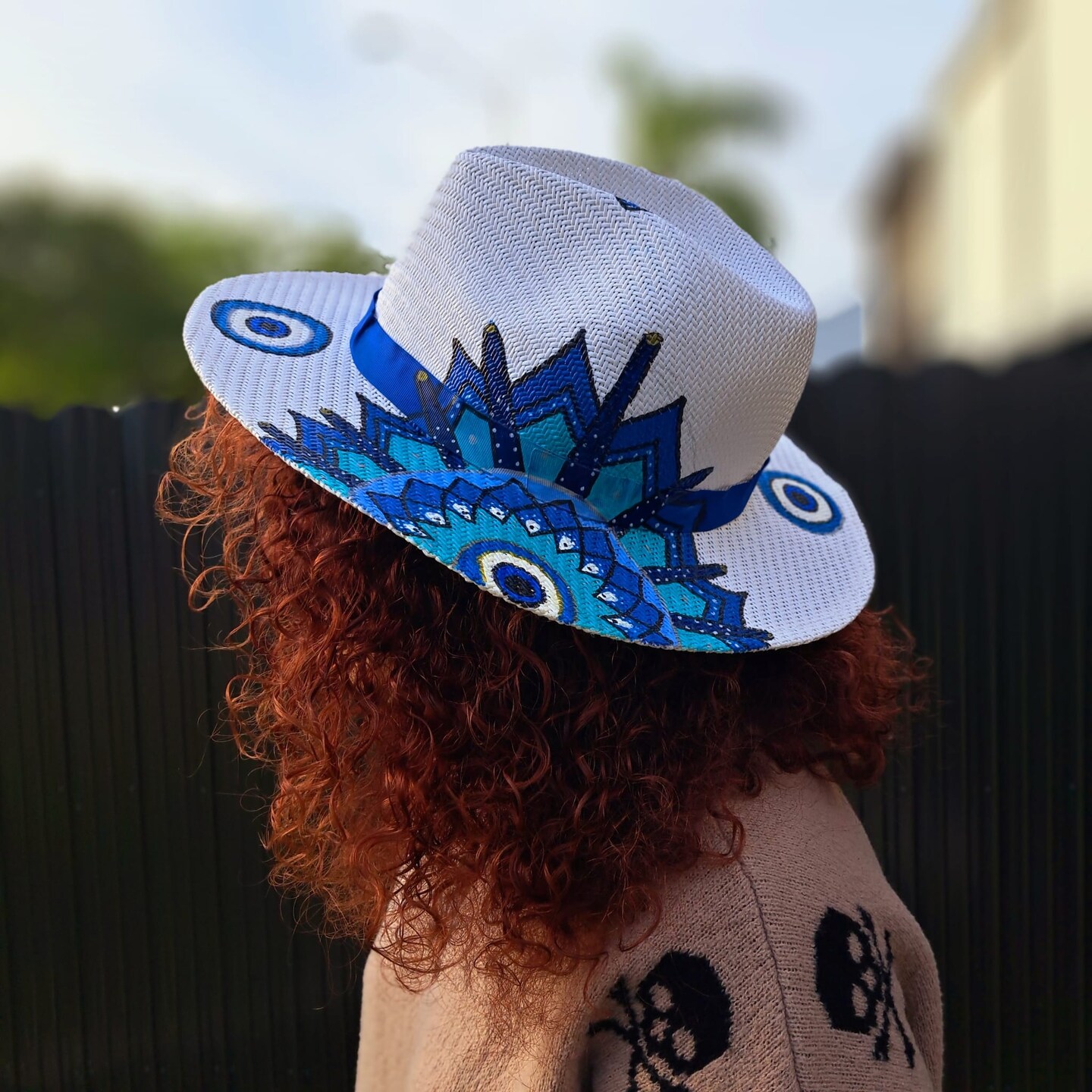 Mandala Hat Turkish QICITTY Greek Evil Eye Hamsa Hand Turkish Mandala-/ Bucket  main image 4