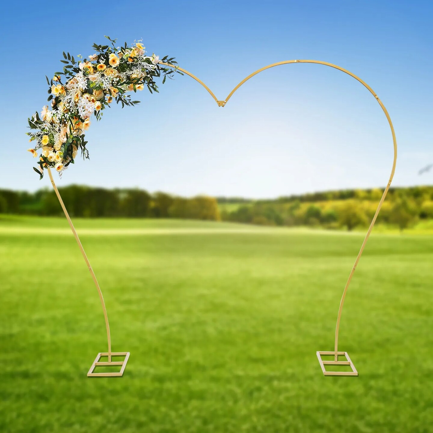 Wedding Arch Rack Heart-shaped Flower Frame Stand Gold Metal Party Backdrop Rack