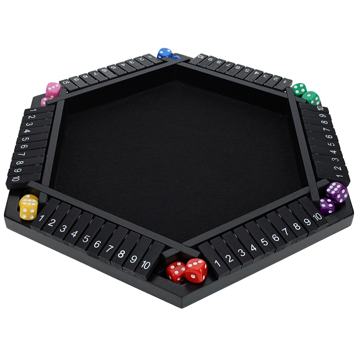 Pacific Shore Games 6 Player 14 in. Shut The Box Board Game, Wood