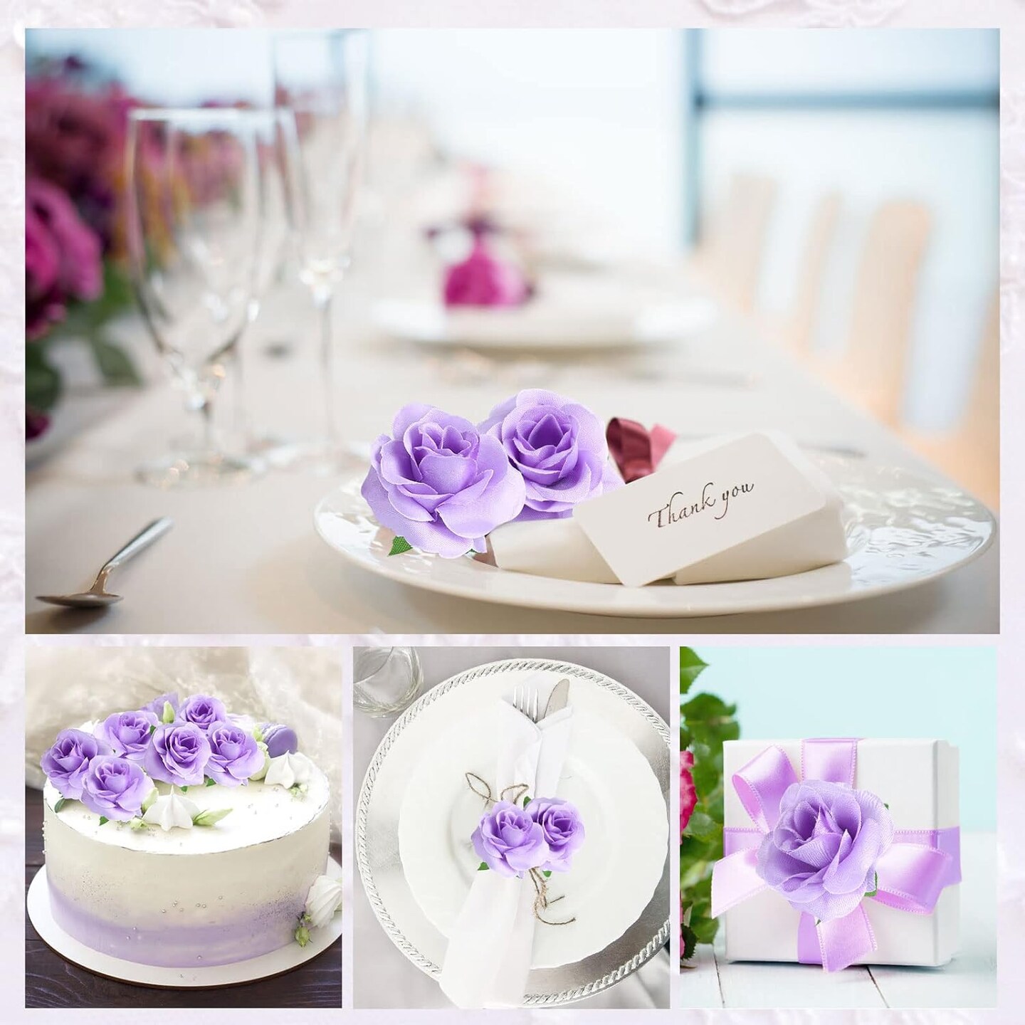 50-Pieces 1.6&#x22; Artificial Flower Heads Silk Roses