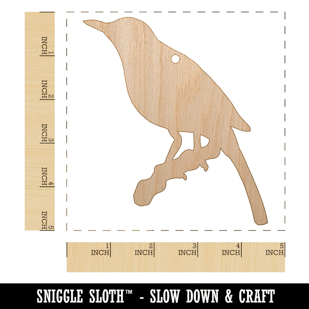 Bird on Branch Solid Unfinished Craft Wood Holiday Christmas Tree DIY Pre-Drilled Ornament