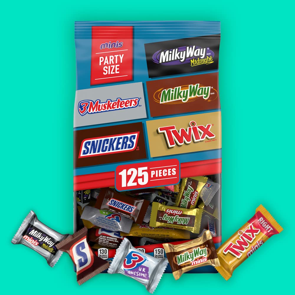 SNICKERS, TWIX, MILKY WAY &#x26; 3 MUSKETEERS Minis Size Variety Pack Milk &#x26; Dark Chocolate Candy Bars 35.24 oz (Case of 6)
