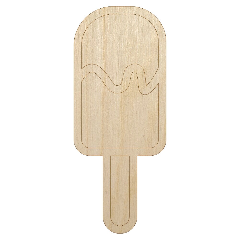 Popsicle Ice Cream on Stick Summer Unfinished Wood Shape Piece Cutout for DIY Craft Projects
