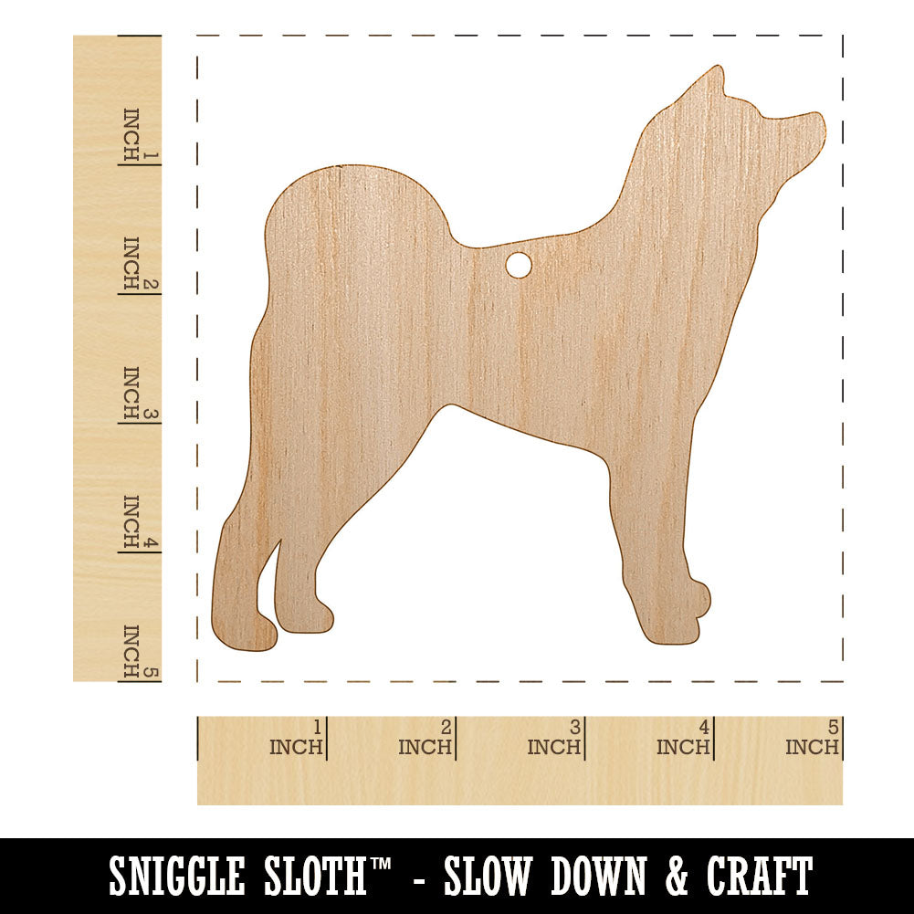Japanese Akita Dog Solid Unfinished Craft Wood Holiday Christmas Tree DIY Pre-Drilled Ornament