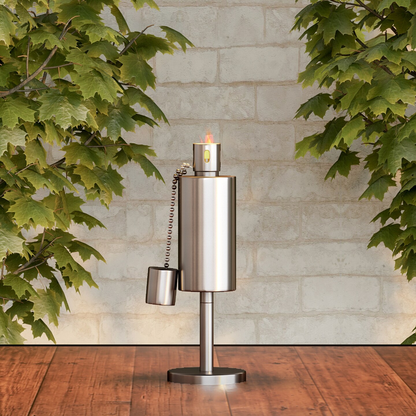 Stainless Steel Tabletop Torch Lamp With Fiberglass Wick Outdoor Citronella Light