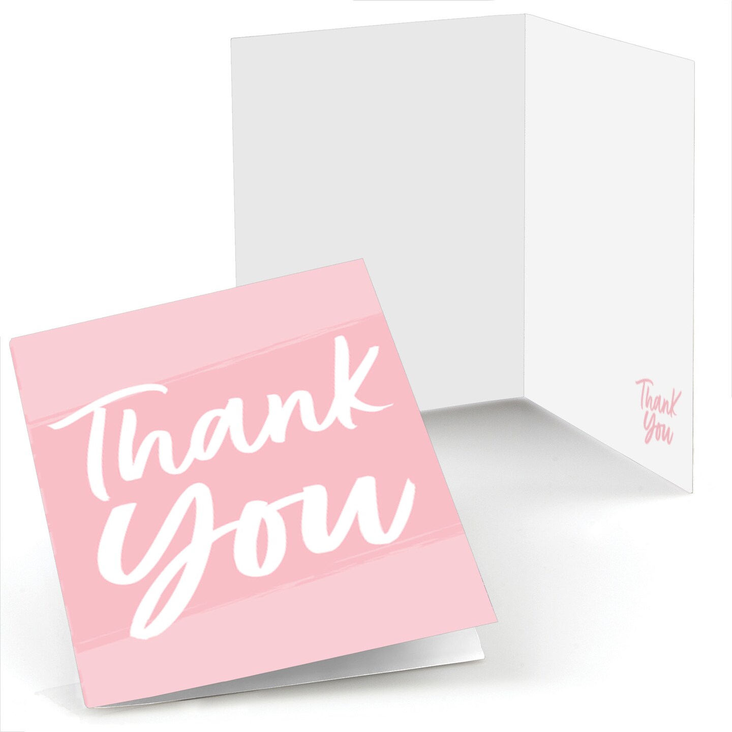 Big Dot of Happiness Pink Elegantly Simple - Guest Party Favors Thank You Cards (8 count)