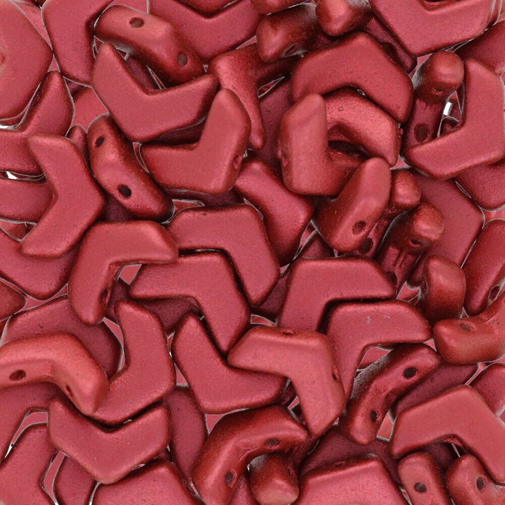 Vee Bead, 2 hole chevron, Matte Metallic Lava, 25 pieces