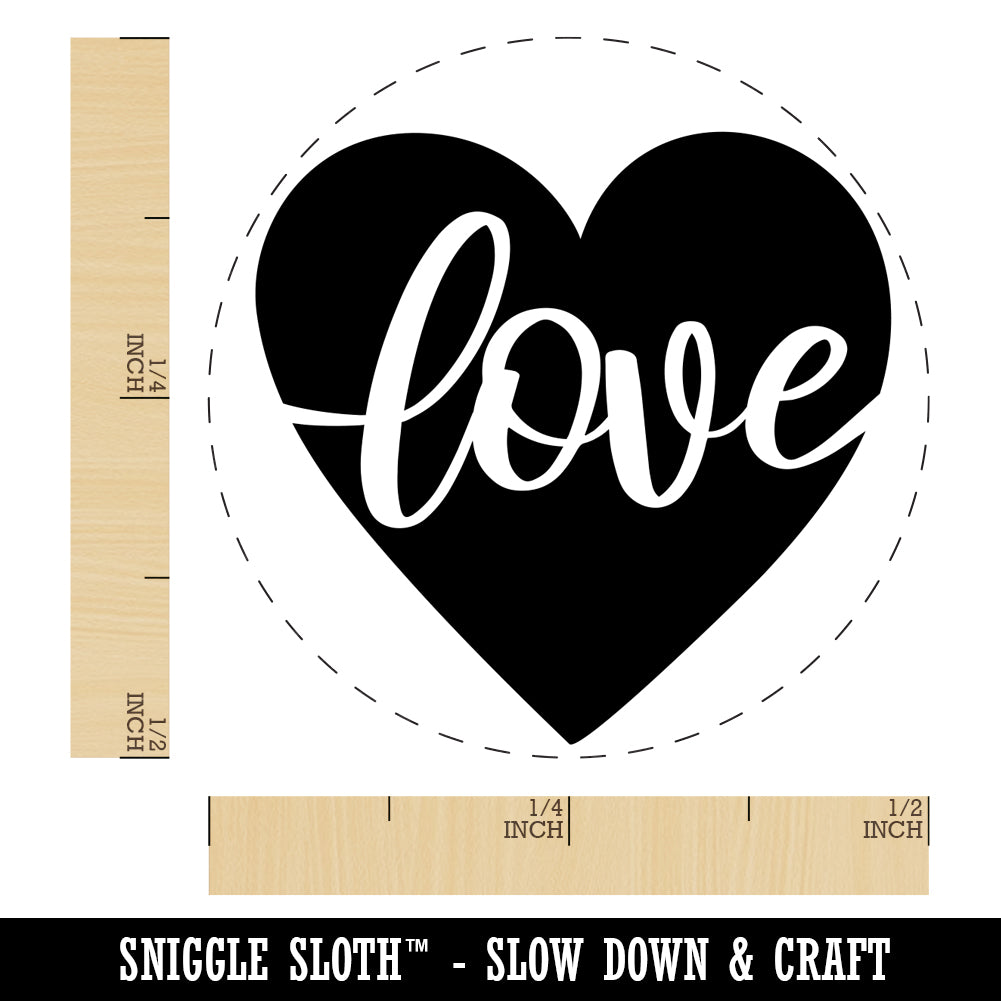 Love Script in Heart Self-Inking Rubber Stamp for Stamping Crafting Planners