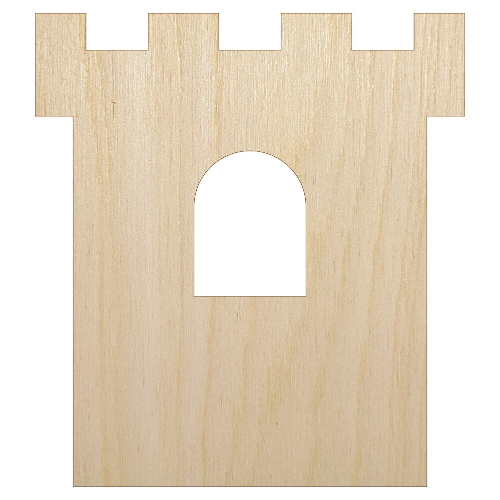 Castle Turret Tower Solid Unfinished Wood Shape Piece Cutout for DIY Craft Projects