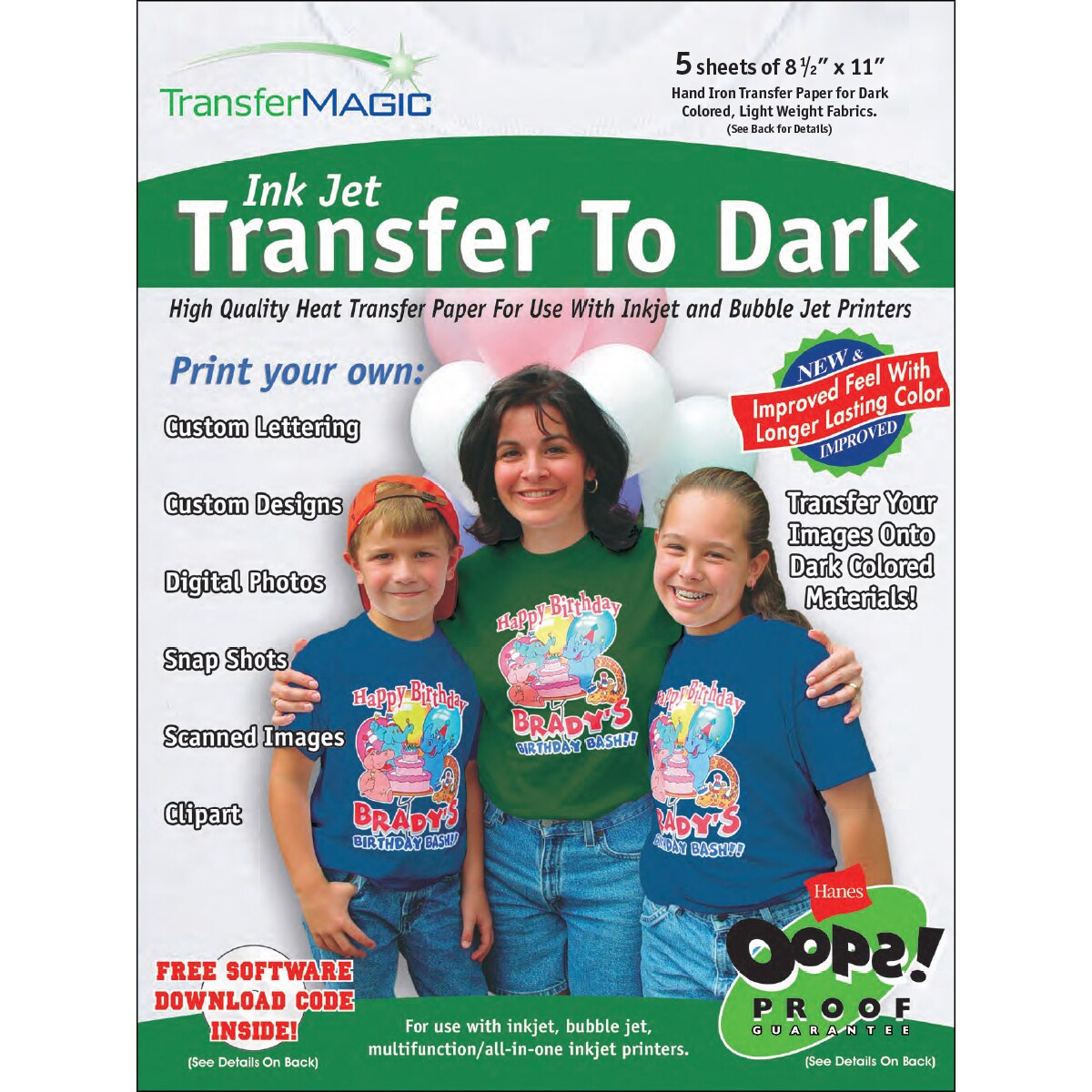 Transfer Magic Ink Jet Transfer Paper 8.5&#x22;X11&#x22; 5/Pkg-For Dark Fabrics