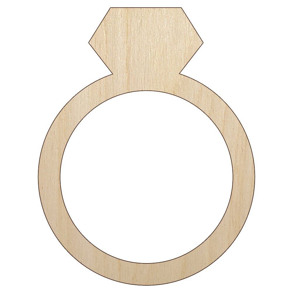 Diamond Ring Wedding Engagement Silhouette Unfinished Wood Shape Piece Cutout for DIY Craft Projects