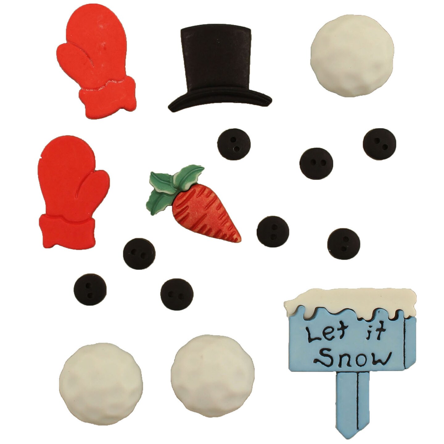 Buttons Galore and More Craft & Sewing Buttons - Snowman Parts - 48 Buttons
