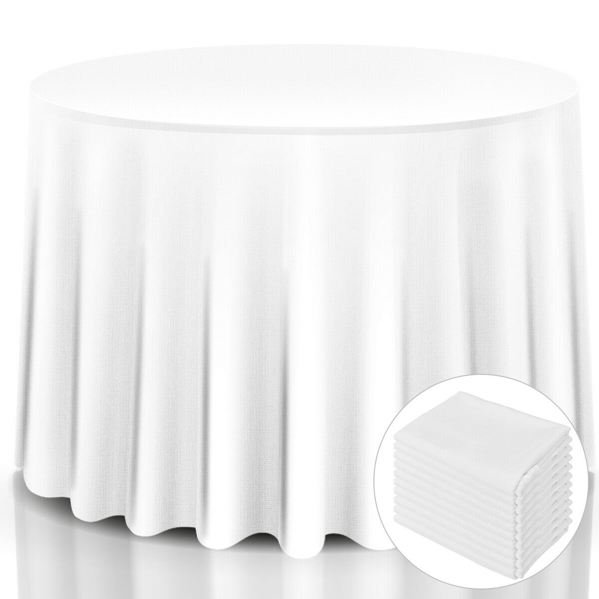 10 pcs 120&#x27;&#x27; Round Tablecloth Polyester For Home Wedding Restaurant Party White