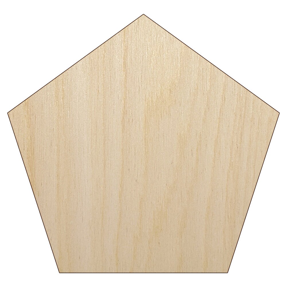 Pentagon Solid Unfinished Wood Shape Piece Cutout for DIY Craft Projects