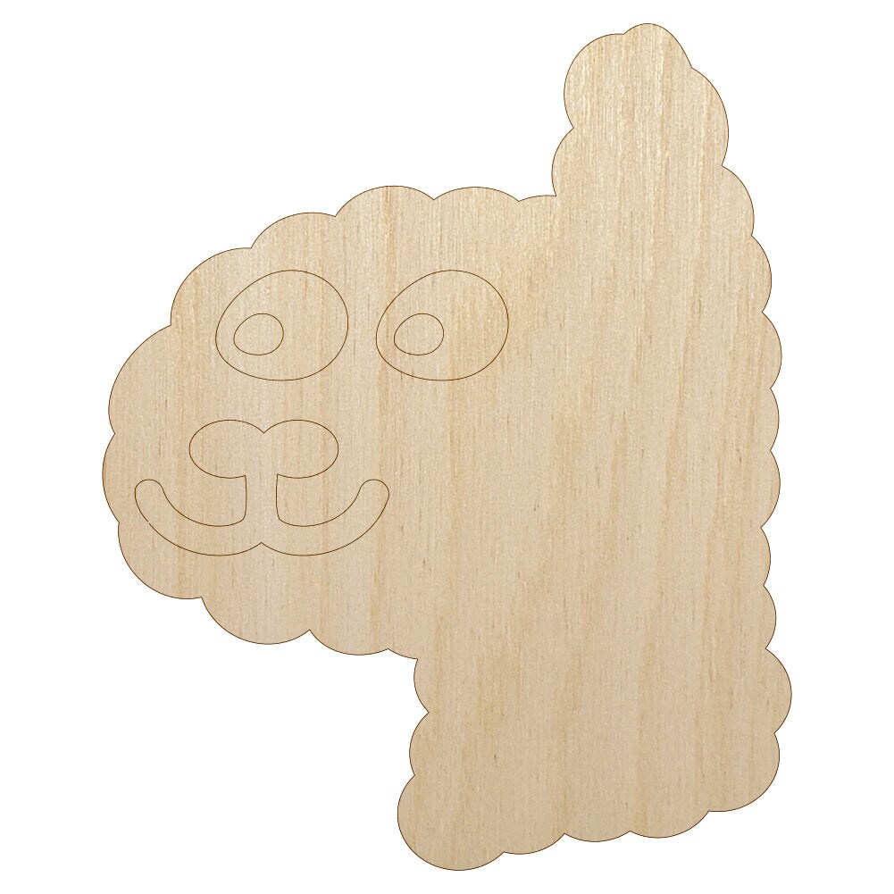 Funny Alpaca Face Doodle Unfinished Wood Shape Piece Cutout for DIY Craft Projects