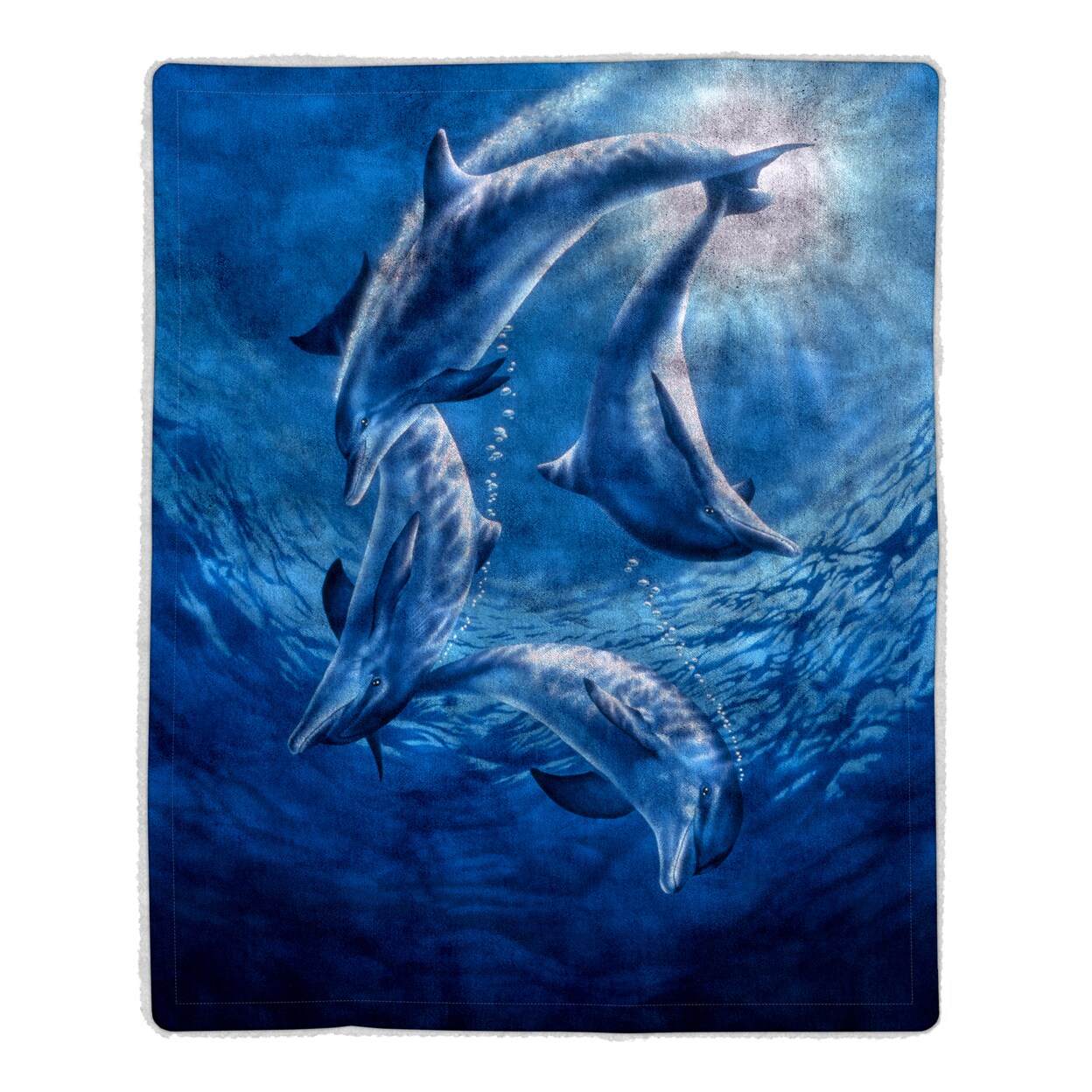 Fluffy Plush Throw Blanket 50 X 60 Inch- Ocean Dolphin Print Lightweight Bed Couch Soft Plush
