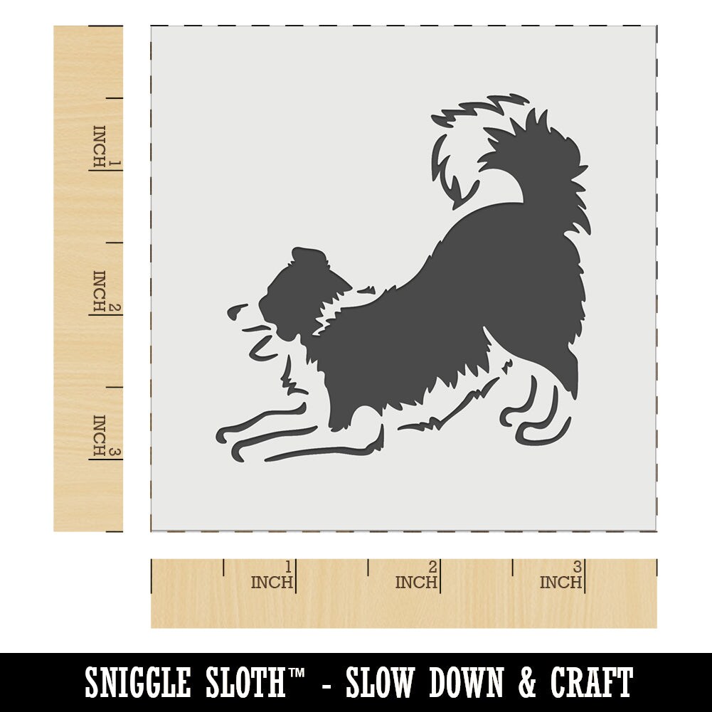 Border Collie Dog Play Bow Wall Cookie DIY Craft Reusable Stencil