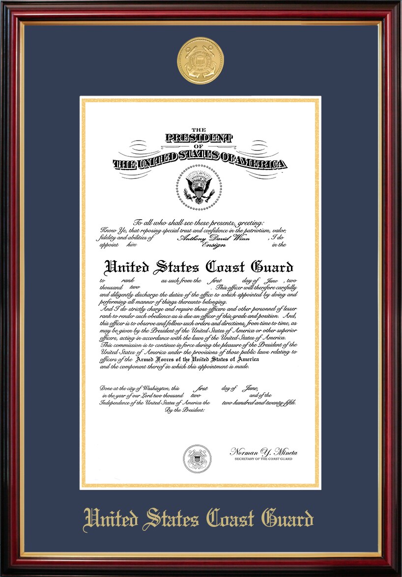 Patriot Frames Coast Guard 10x14 Certificate Petite Frame with Gold Medallion
