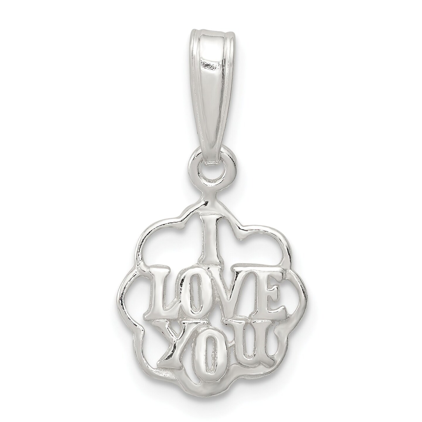 Sterling Silver I Love You Charm Pendant Jewelry 23mm x 12mm