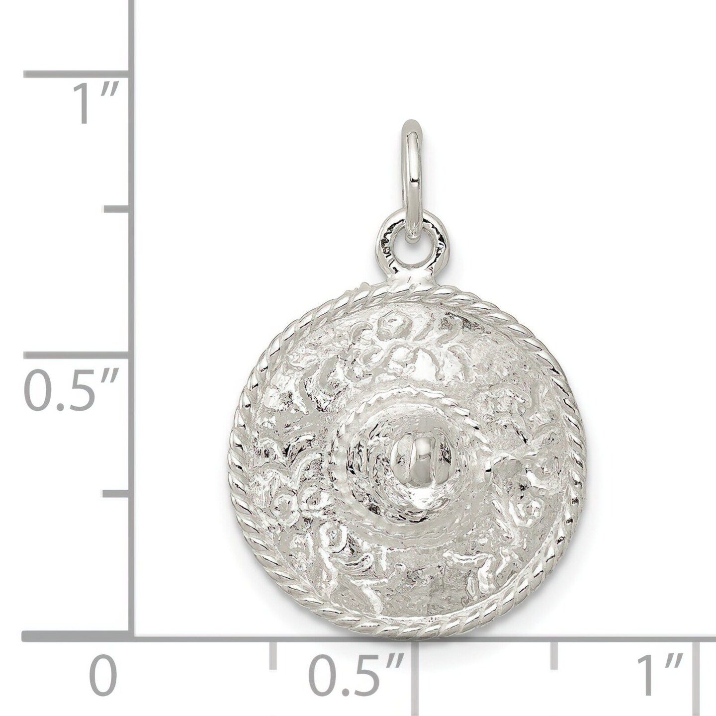 Sterling Silver Sombrero Charm Pendant Jewelry Mexico 20mm x 15mm