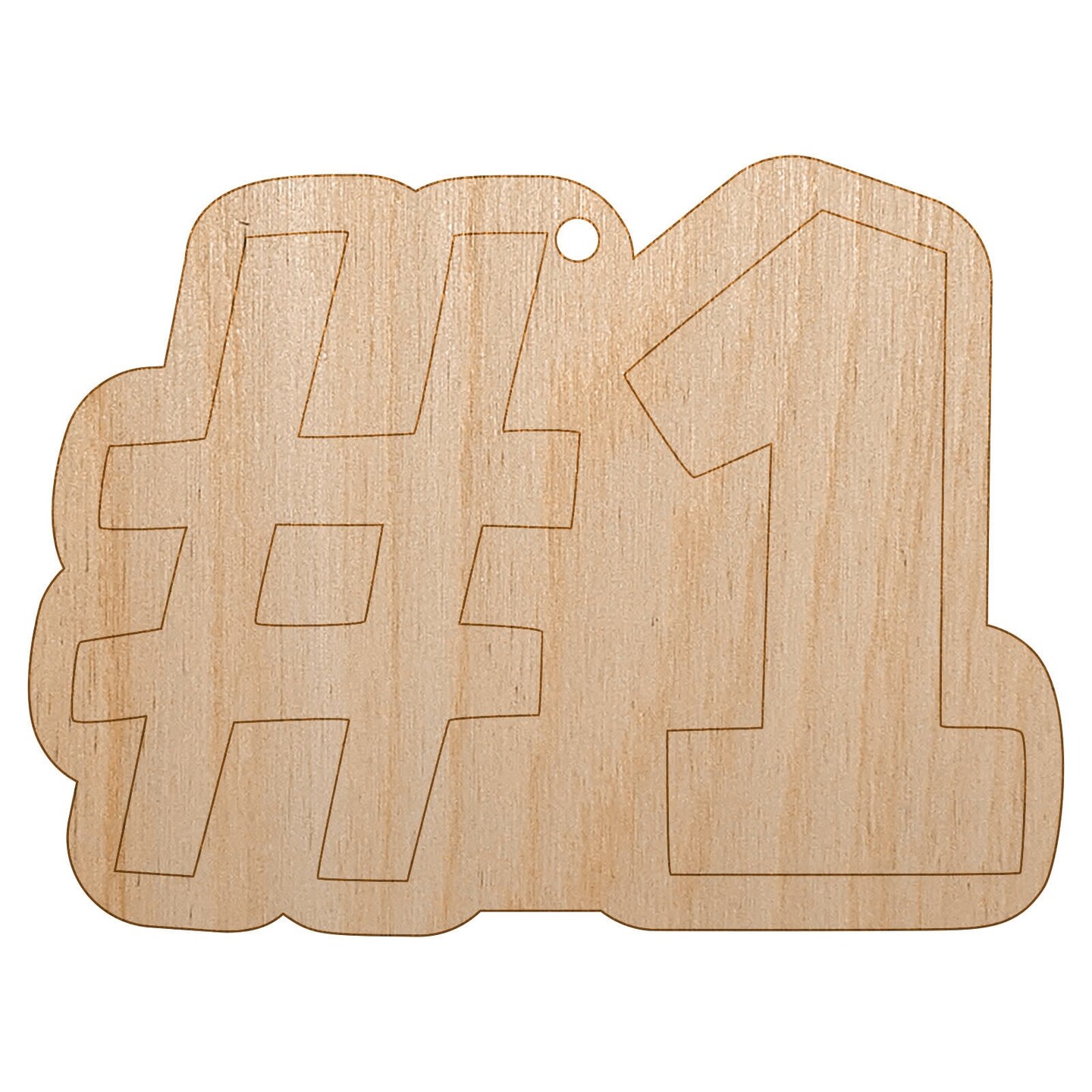#1 Number One Fun Text Unfinished Craft Wood Holiday Christmas Tree DIY Pre-Drilled Ornament
