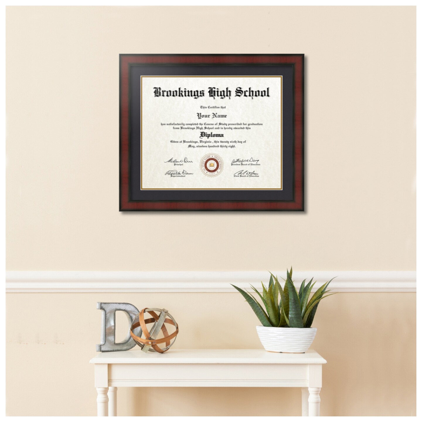 ArtToFrames 16x20 inch Diploma Frame - Framed with Black and Gold Mats, Comes with Regular Acrylic and Sawtooth Hanger for Wall Hanging (D-16x20)