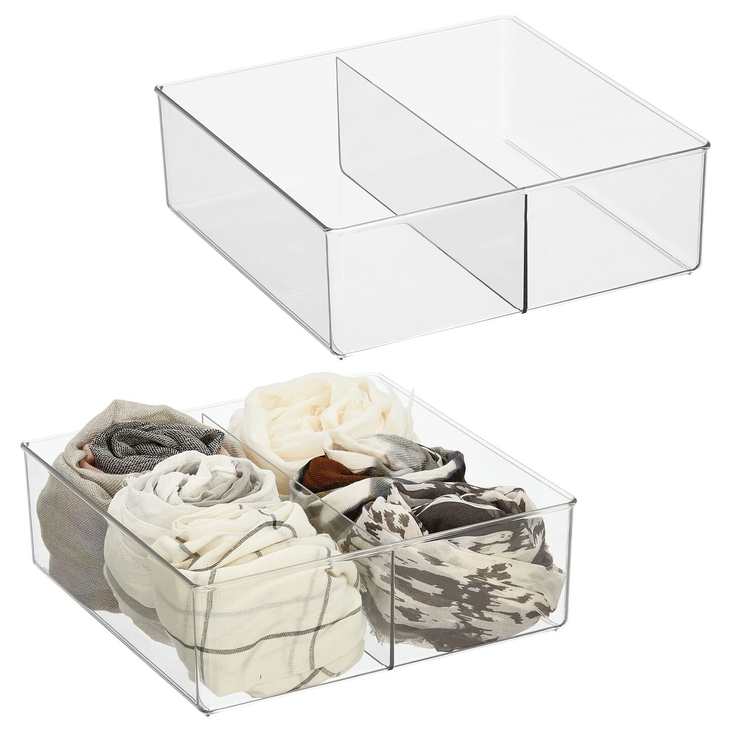 mDesign Long Plastic Drawer Organizer Box, Storage Organizer Bin CONTAINER; for Closet