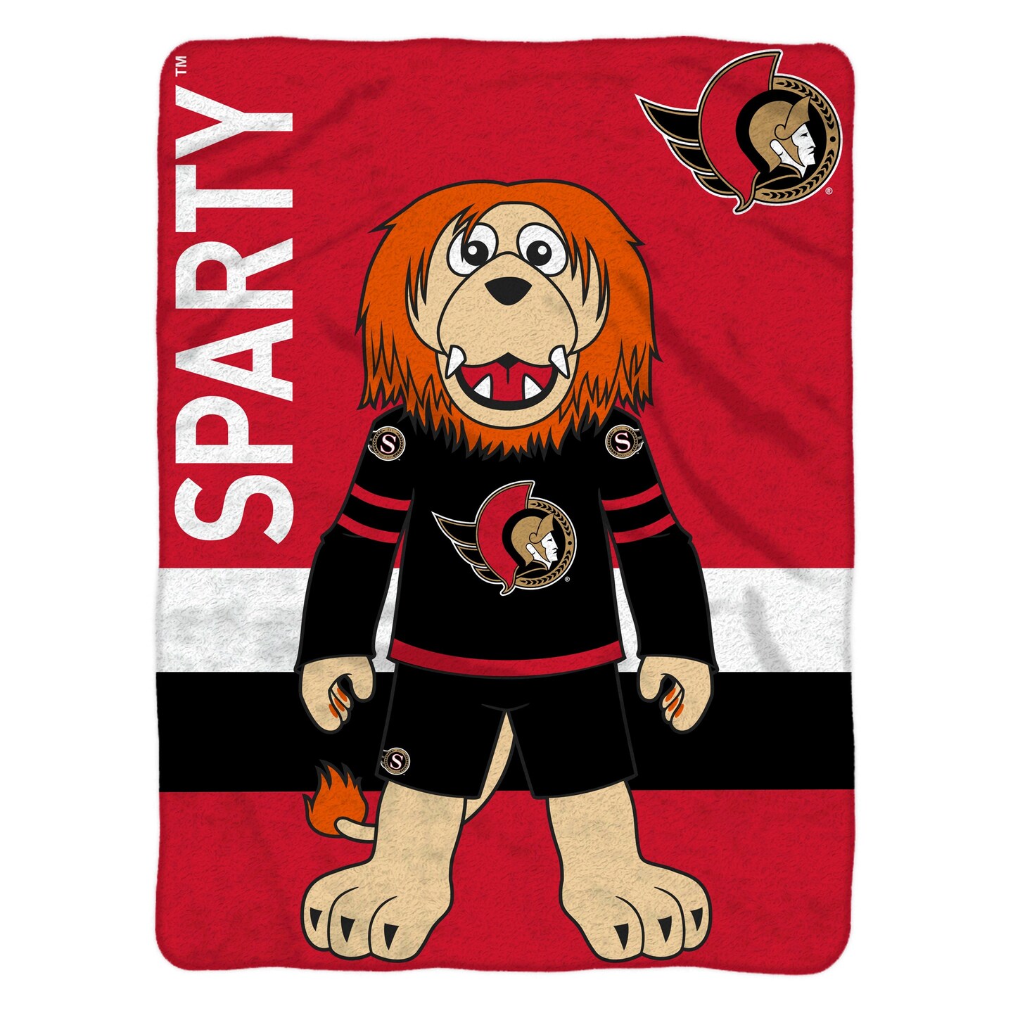 Sleep Squad Ottawa Senators Sparty Mascot 60&#x201D; x 80&#x201D; Raschel Plush Hockey Blanket