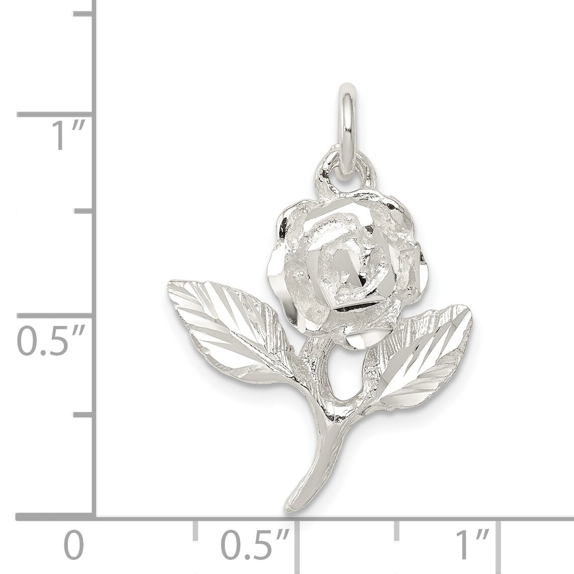 Sterling Silver Rose Pendant Jewelry FindingKing 27.7mm x 19.3mm