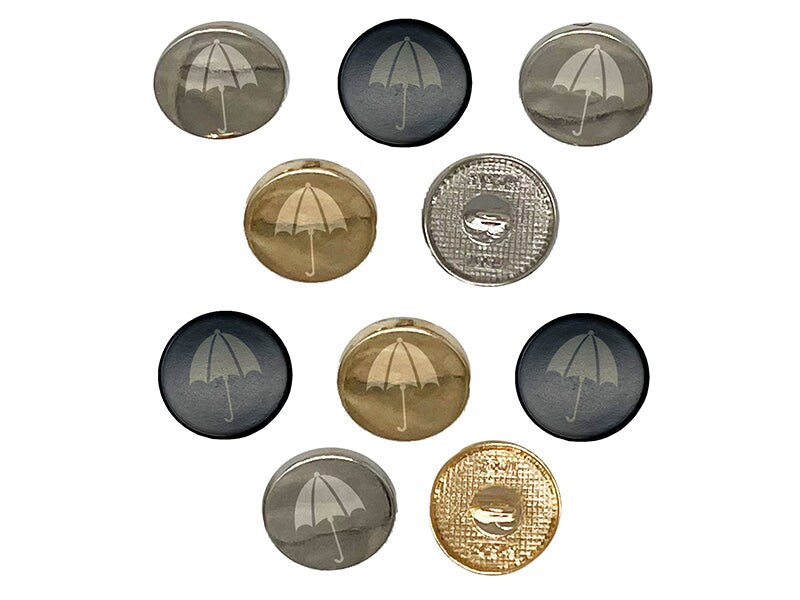 Rainy Day Umbrella 0.6" (15mm) Round Metal Shank Buttons for Sewing Set of 10 Michaels