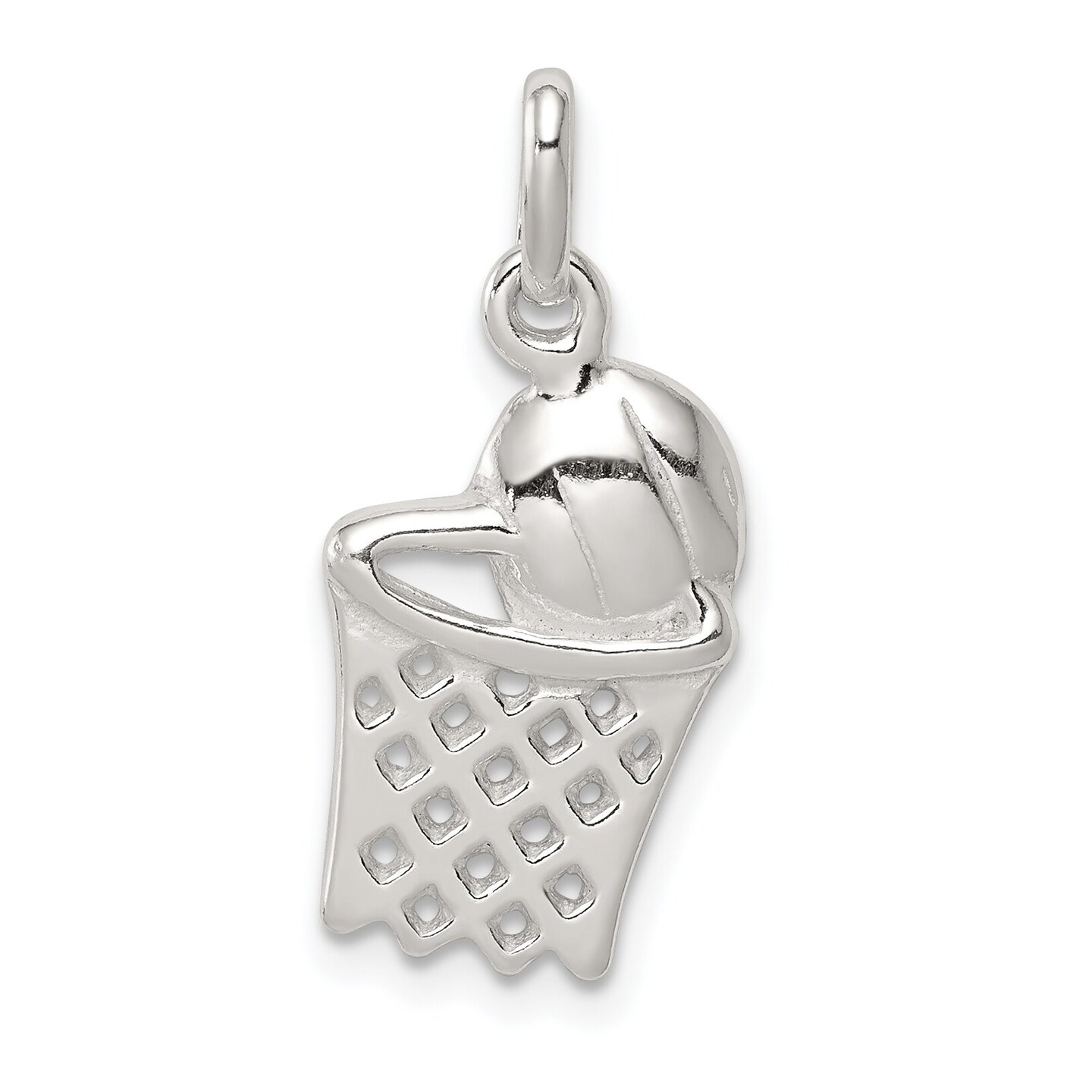 Sterling Silver Basketball Hoop Charm Sports Jewelry 18mm x 12mm