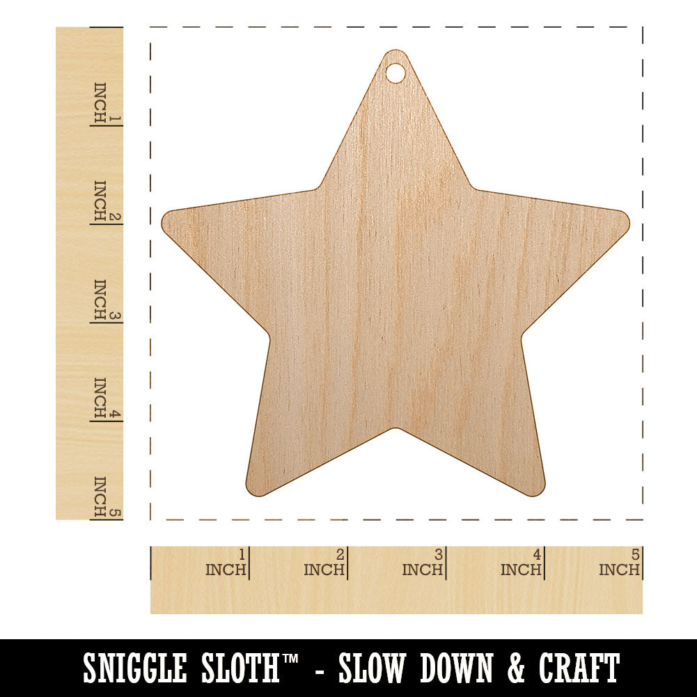Star Shape Excellent Unfinished Craft Wood Holiday Christmas Tree DIY Pre-Drilled Ornament