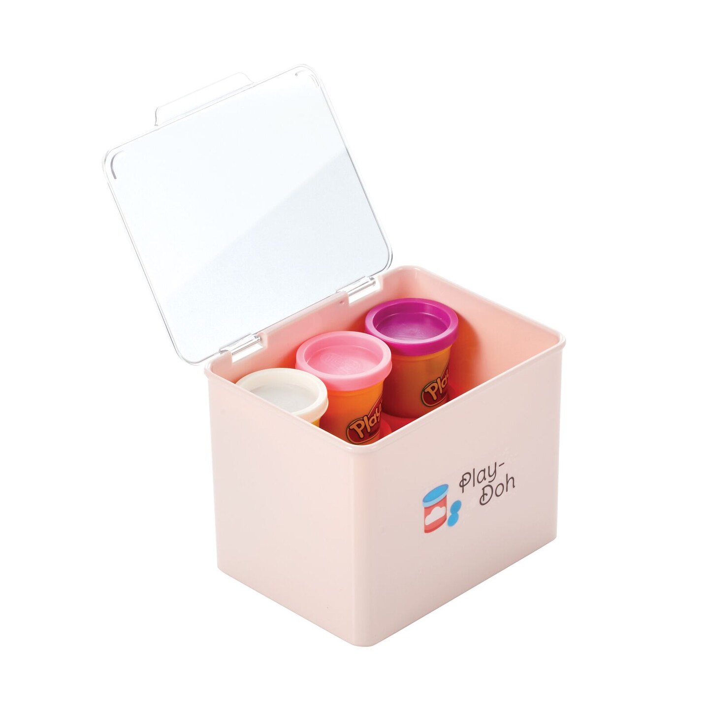 Stackable Bin Color Light mDesign Plastic Stacking Organizer Toy Bin Box + 32 Labels, Color ...
