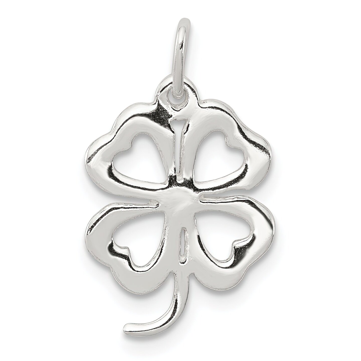 Sterling Silver 4 Leaf Clover Charm Good Luck Jewelry 19mm x 13mm