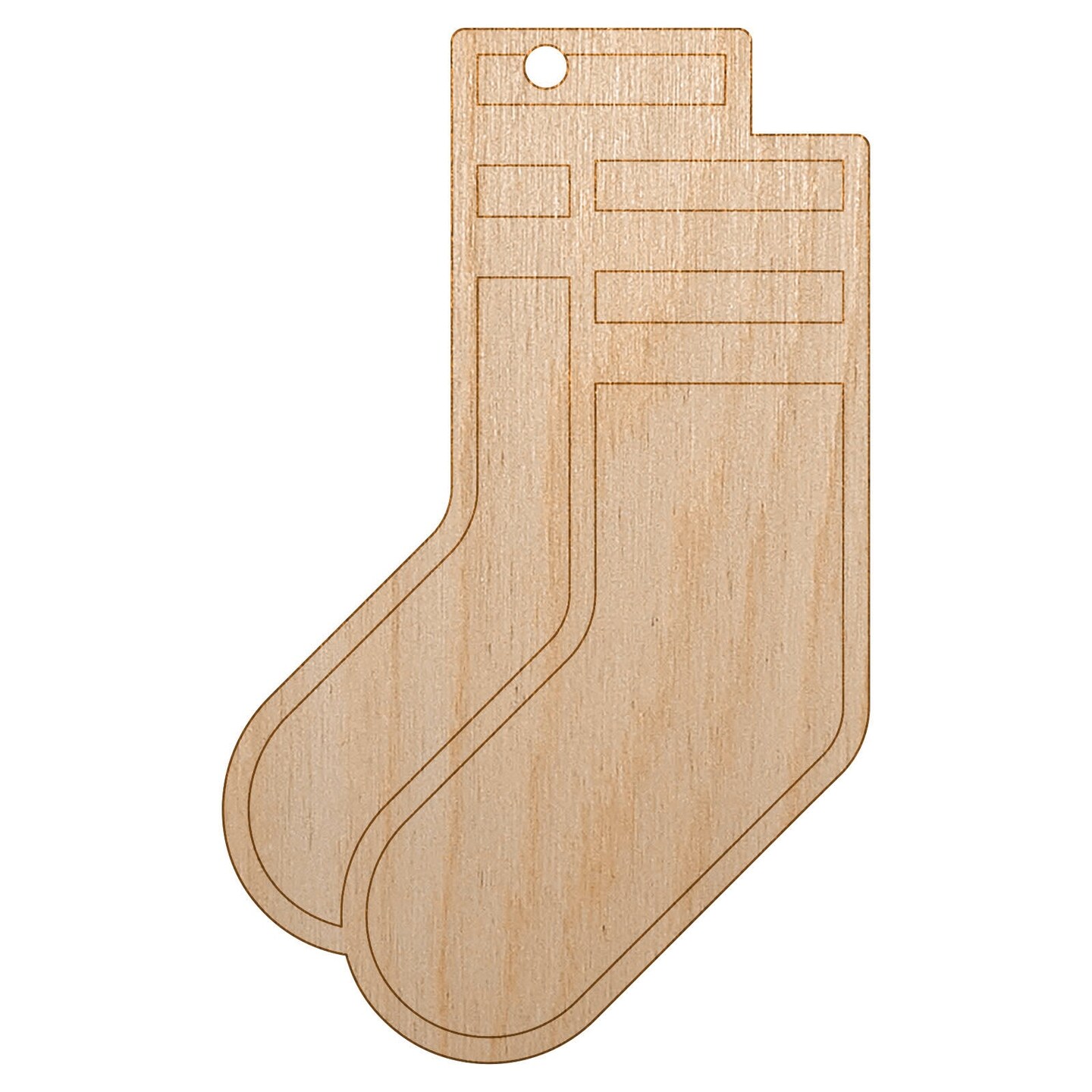 Pair of Socks Sport Laundry Unfinished Craft Wood Holiday Christmas Tree DIY Pre-Drilled Ornament
