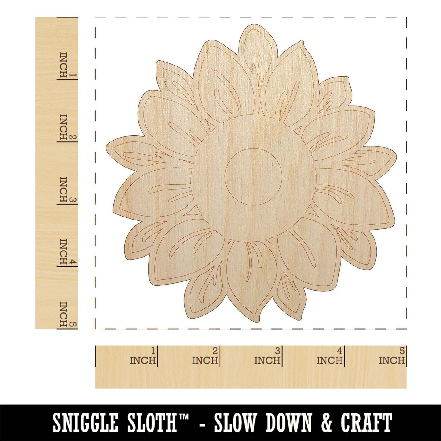 Cute Sunflower Doodle Unfinished Wood Shape Piece Cutout for DIY Craft Projects