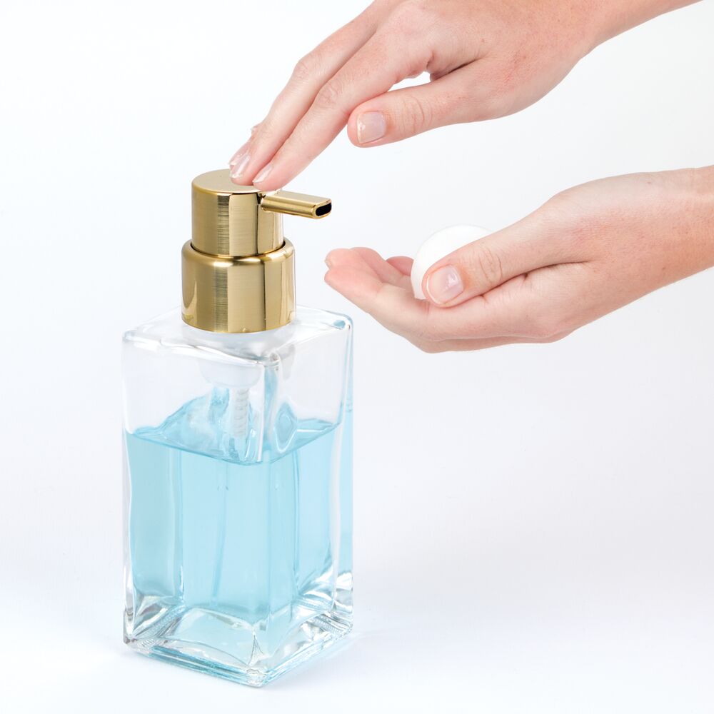 Modern Milk Glass Apothecary Refillable Soap Pump Dispenser 