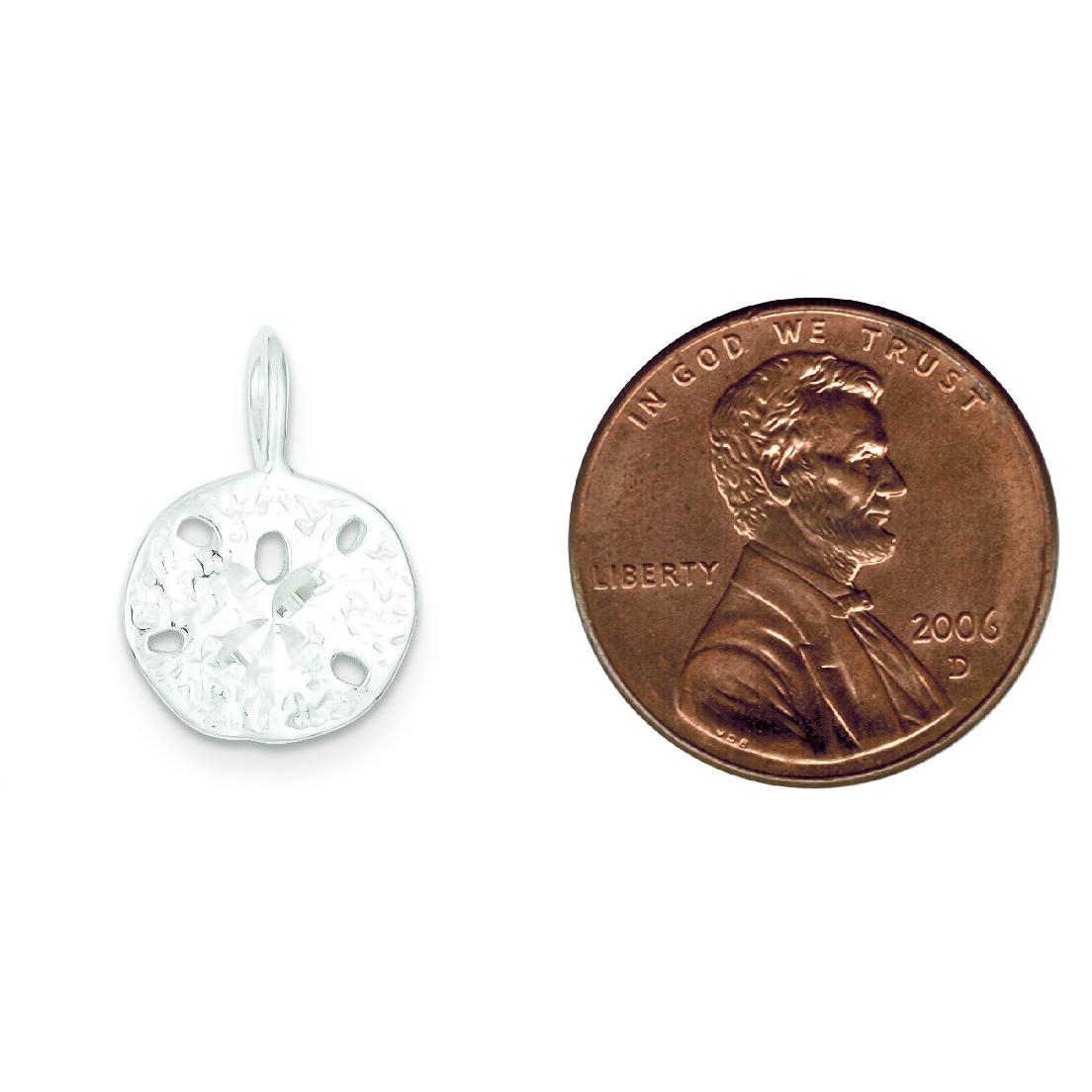Sterling Silver Sand Dollar Charm Pendant FindingKing Jewerly 19mm x 13mm