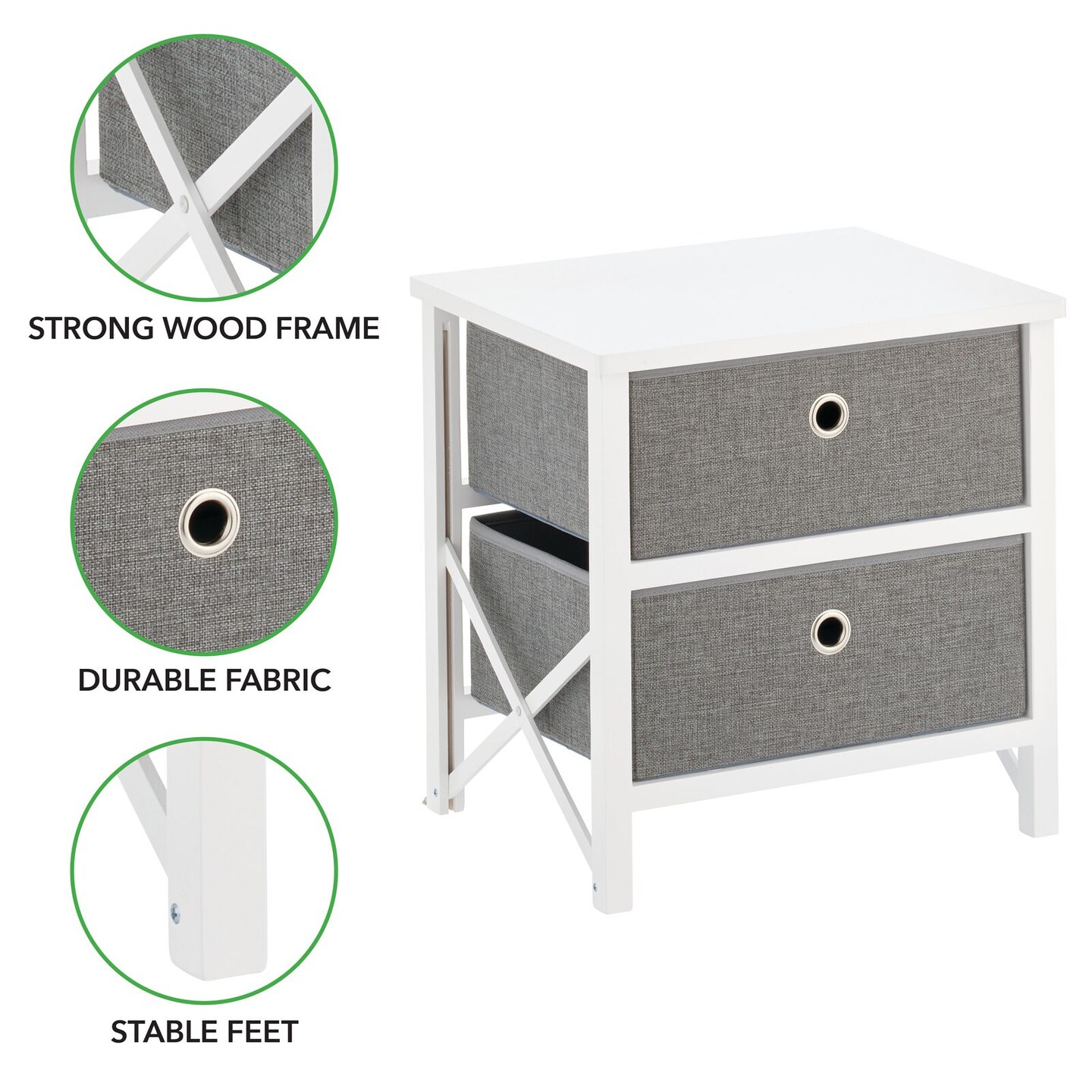mDesign Multi Drawer Foldable Fabric and Wood Dresser Storage Unit