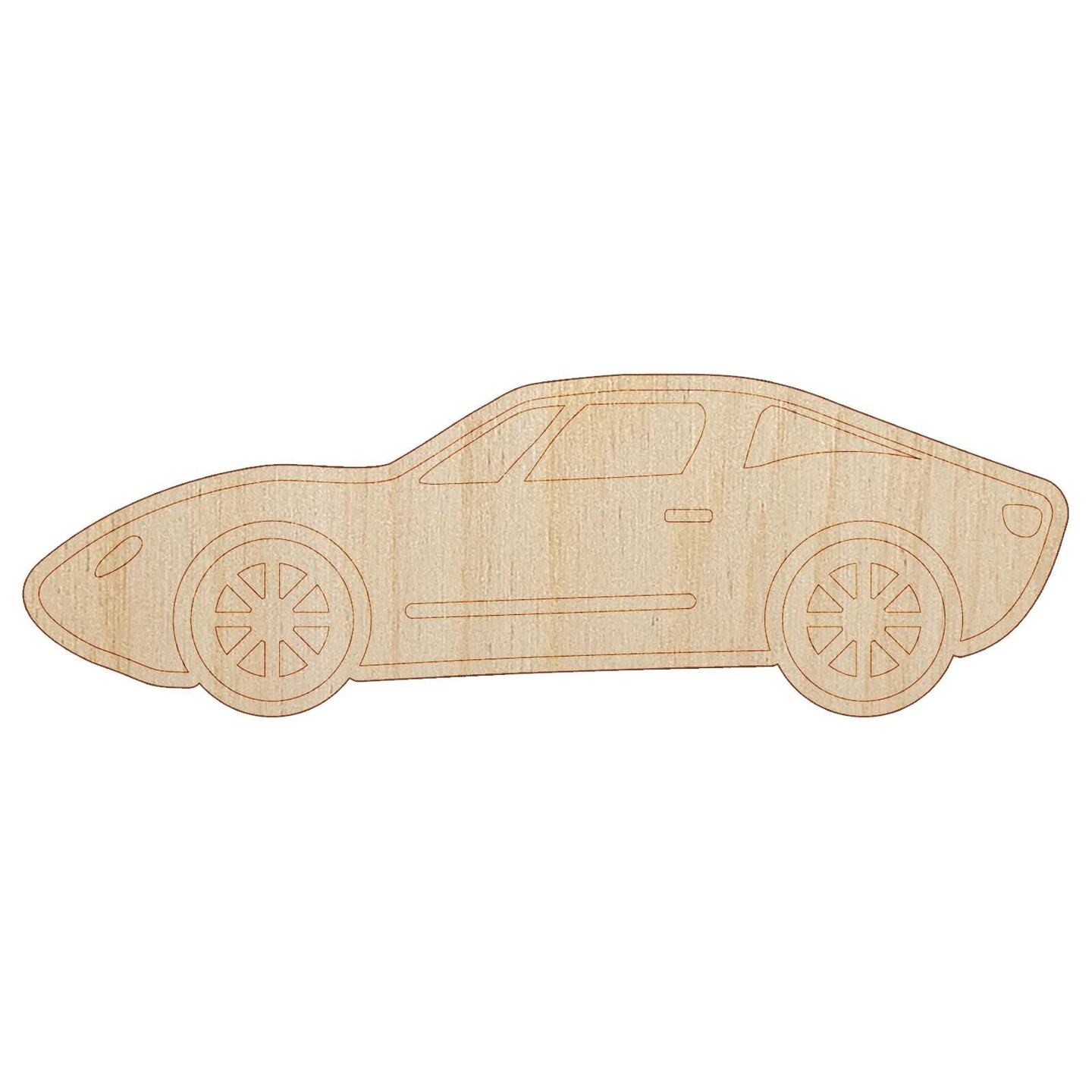 Fast Sports Car Vehicle Unfinished Wood Shape Piece Cutout for DIY Craft Projects