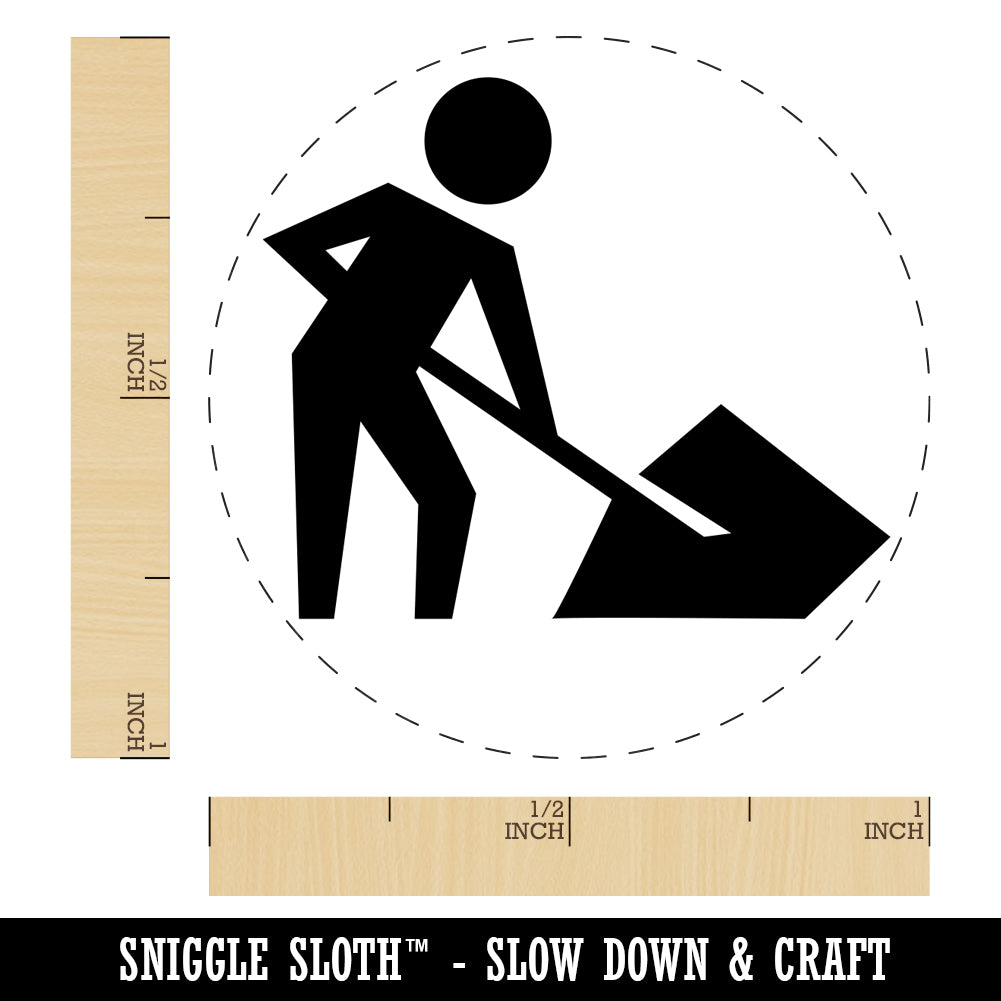 Man with Shovel Construction Zone Sign Self-Inking Rubber Stamp for Stamping Crafting Planners