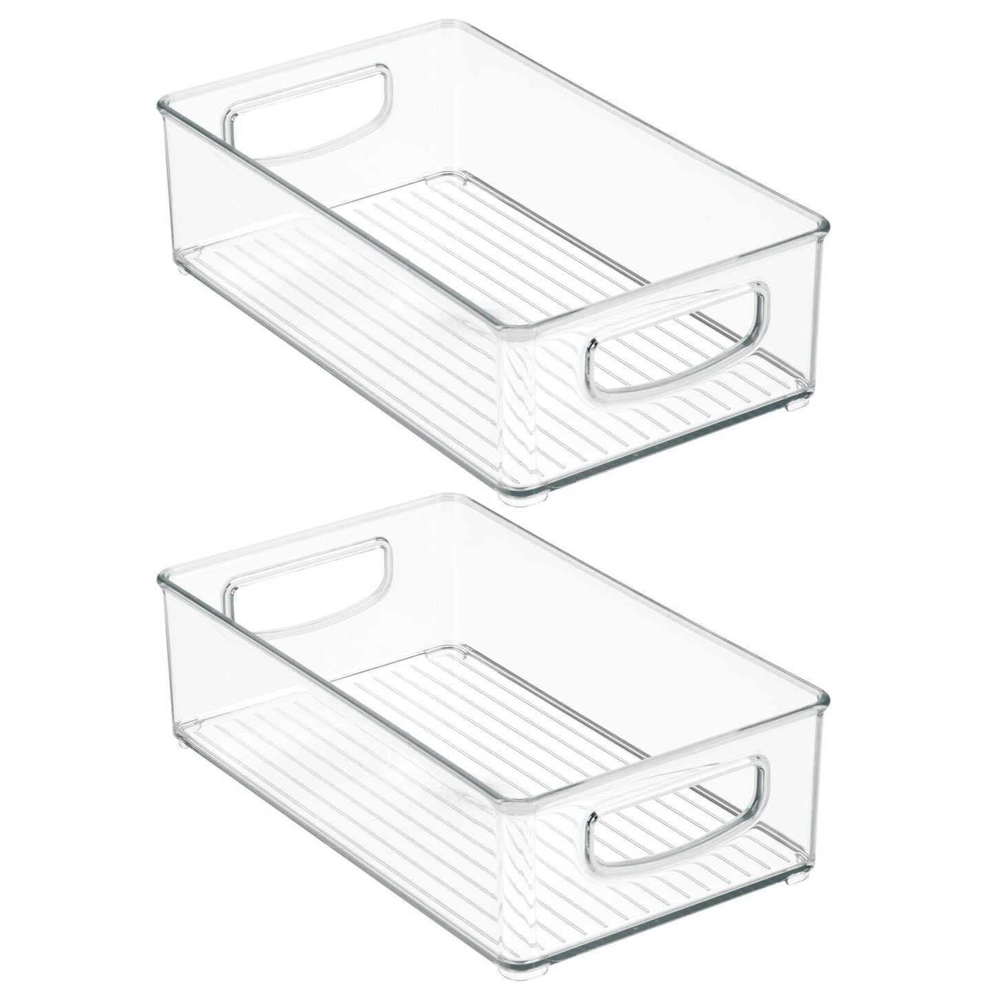 mDesign Plastic Storage Organizer Bin with Handles for Closets, 2 Pack - Clear