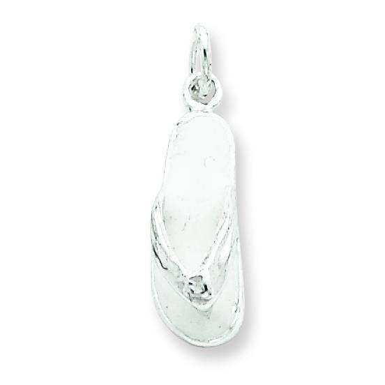 Sterling Silver Flip Flop Charm &#x26; 18&#x22; Chain Jewerly 22mm x 7mm
