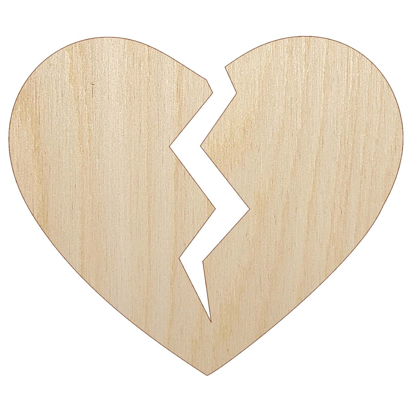 Broken Heart Love Unfinished Wood Shape Piece Cutout for DIY Craft Projects