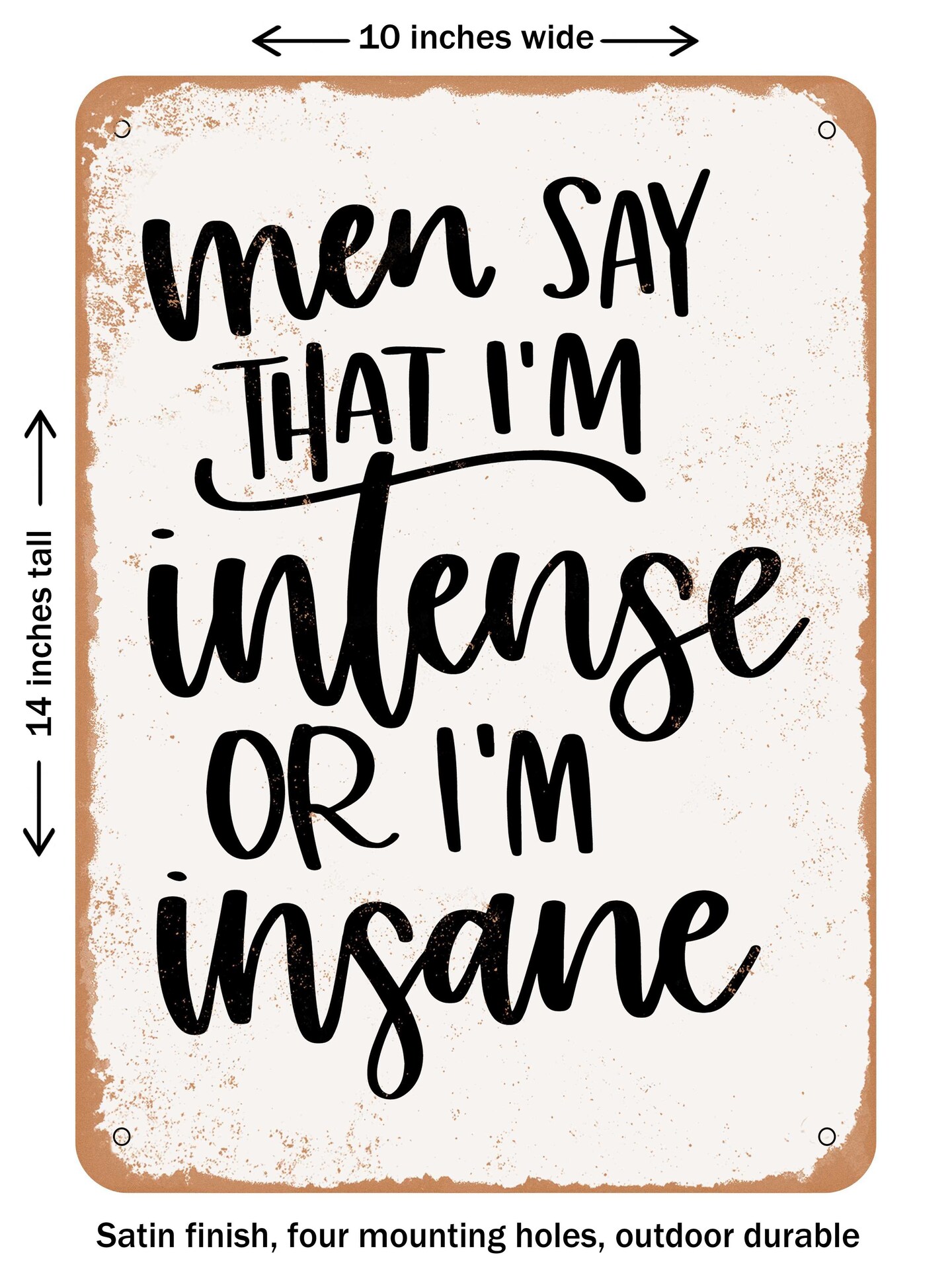 DECORATIVE METAL SIGN - Men Say That I&#x27;m Intense or I&#x27;m Insane  - Vintage Rusty Look