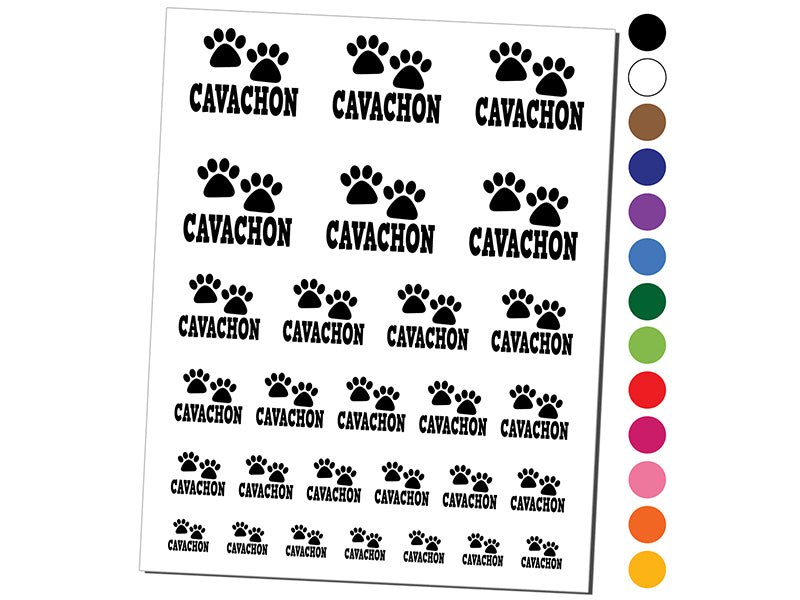 Cavachon Dog Paw Prints Fun Text Temporary Tattoo Water Resistant Fake ...